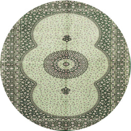 Round Traditional Tan Brown Medallion Rug, tr4816