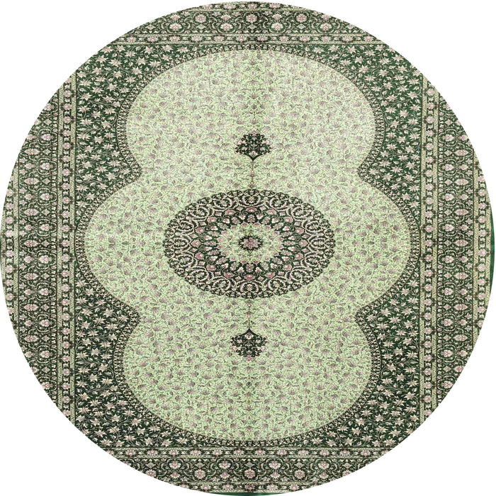 Round Traditional Tan Brown Medallion Rug, tr4816