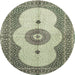 Round Traditional Tan Brown Medallion Rug, tr4816