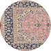 Round Traditional Rose Pink Persian Rug, tr4817