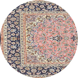 Square Machine Washable Traditional Rose Pink Rug, wshtr4817