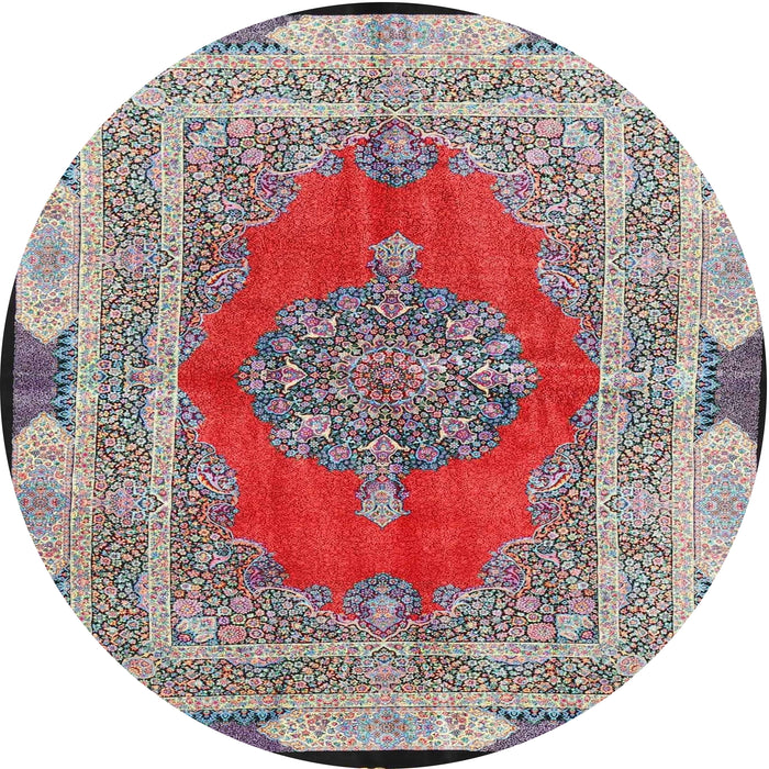 Round Traditional Brown Red Medallion Rug, tr4818