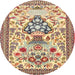 Round Traditional Sienna Brown Animal Rug, tr4819