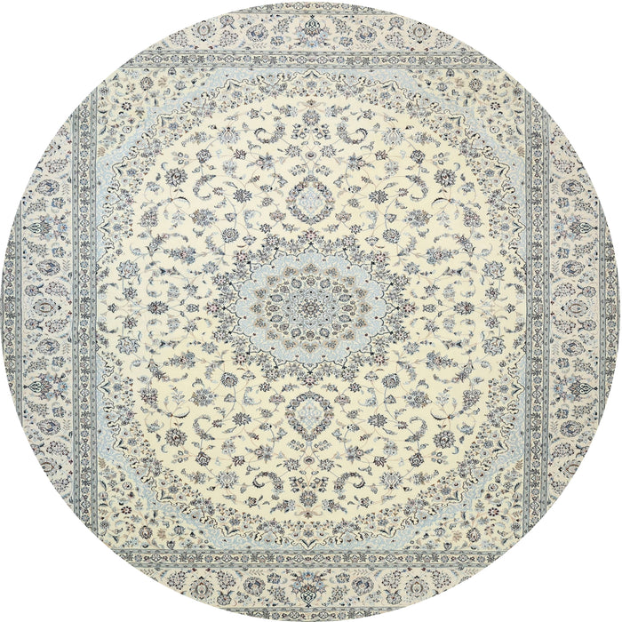 Round Traditional Gunmetal Gray Medallion Rug, tr481
