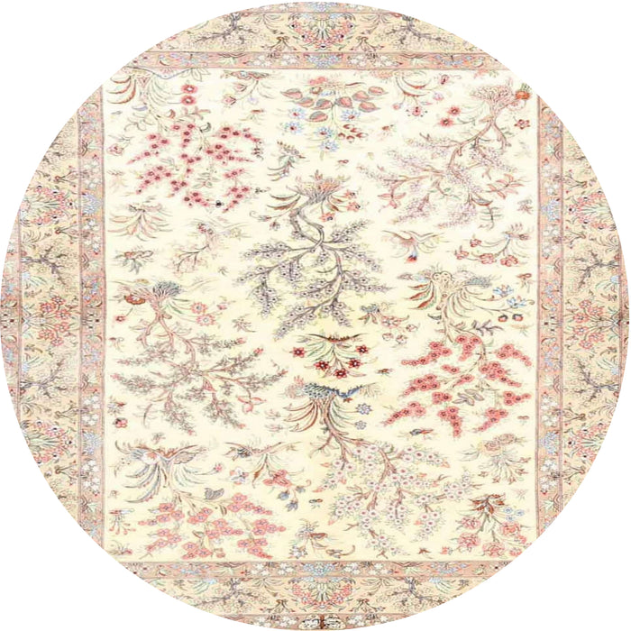 Round Traditional Peach Beige Persian Rug, tr4821