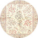 Round Traditional Peach Beige Persian Rug, tr4821