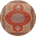 Round Traditional Sand Brown Medallion Rug, tr4825