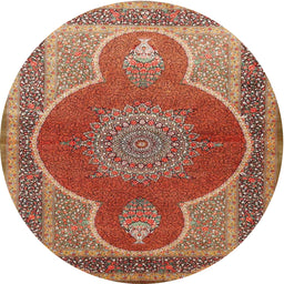 Square Machine Washable Traditional Sand Brown Rug, wshtr4825