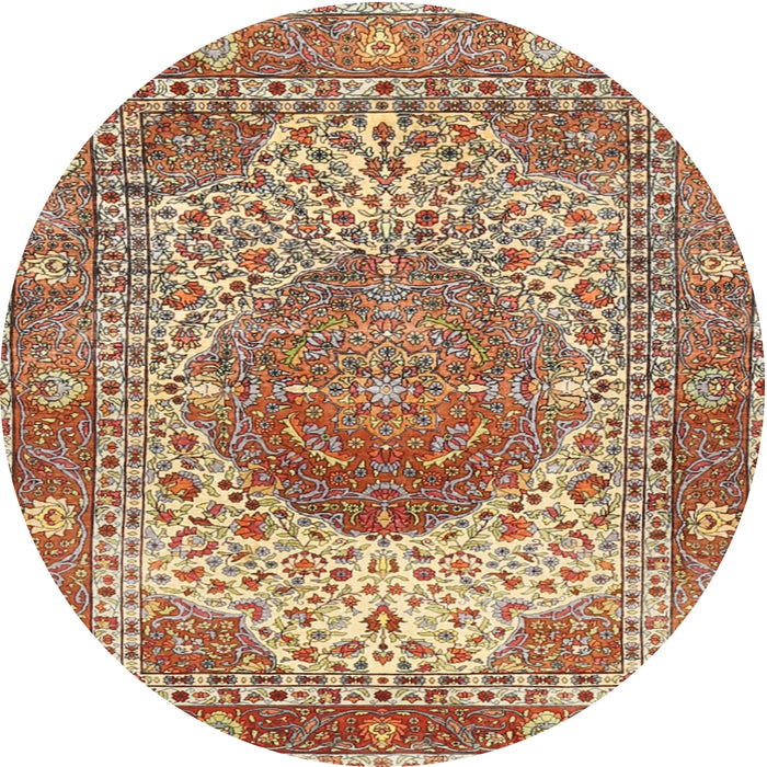 Round Traditional Mahogany Brown Medallion Rug, tr4827