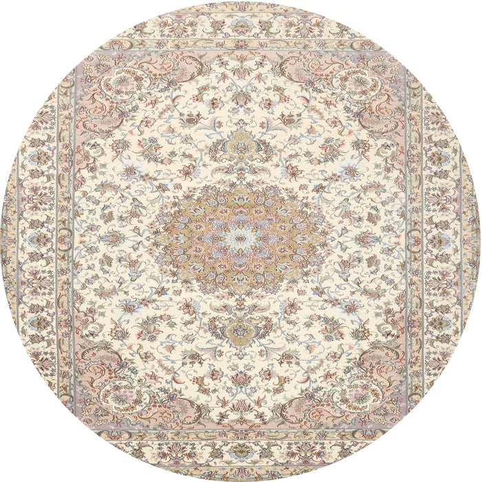 Round Traditional Camel Brown Medallion Rug, tr482