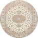 Round Traditional Camel Brown Medallion Rug, tr482