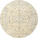 Round Traditional Tan Brown Medallion Rug, tr4830