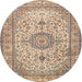 Round Traditional Sienna Brown Medallion Rug, tr4831