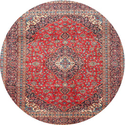 Round Traditional Camel Brown Medallion Rug, tr4833