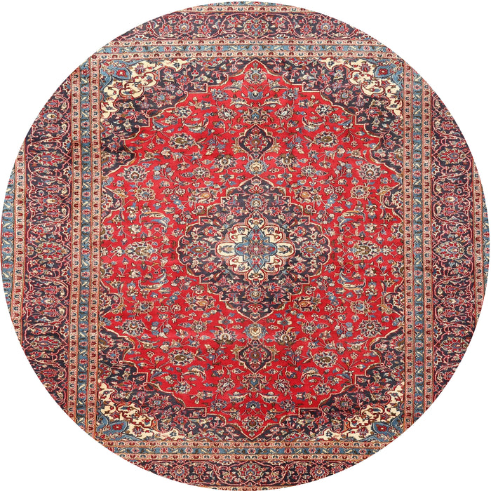 Round Traditional Camel Brown Medallion Rug, tr4833