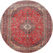 Round Traditional Camel Brown Medallion Rug, tr4833