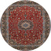 Round Traditional Deep Red Medallion Rug, tr483