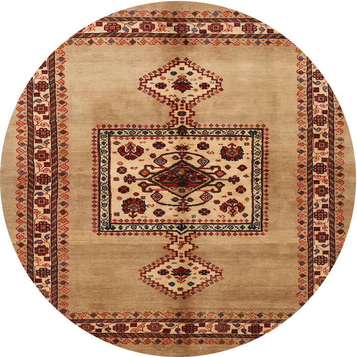 Round Traditional Mahogany Brown Persian Rug, tr486