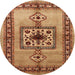 Round Traditional Mahogany Brown Persian Rug, tr486