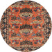 Round Traditional Saffron Red Persian Rug, tr487