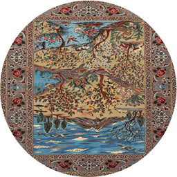 Square Machine Washable Traditional Brown Rug, wshtr488