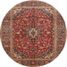 Square Machine Washable Traditional Saffron Red Rug, wshtr48