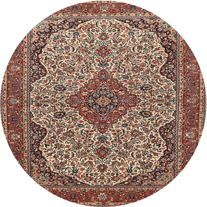 Round Traditional Red Medallion Rug, tr490