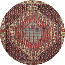 Round Traditional Dark Almond Brown Medallion Rug, tr492