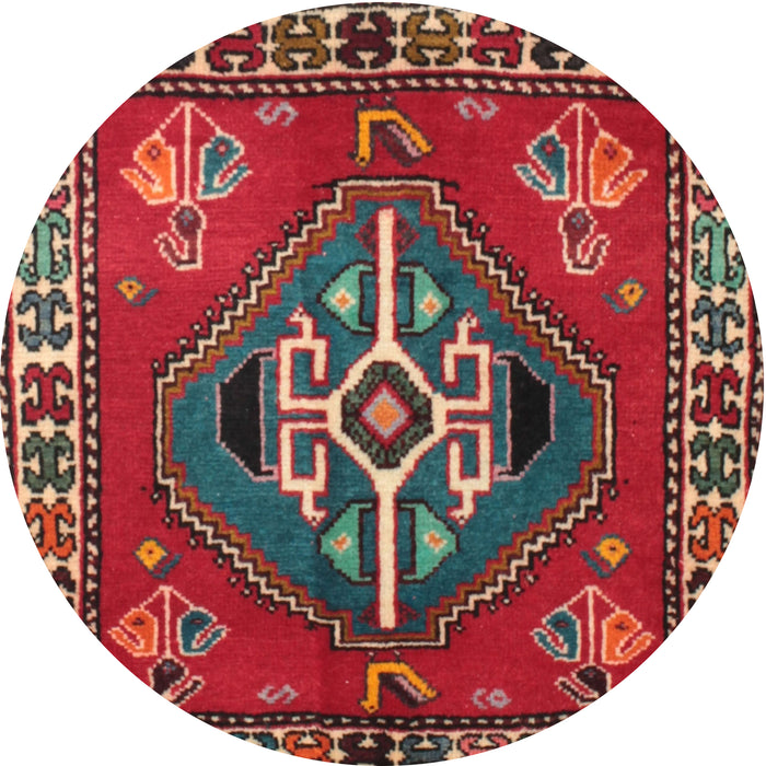 Round Traditional Dark Almond Brown Persian Rug, tr493