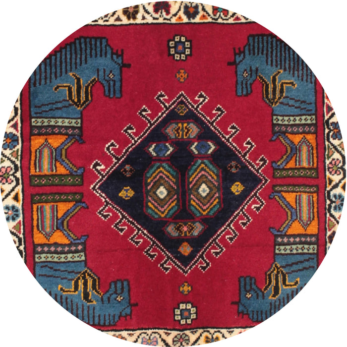 Round Traditional Red Persian Rug, tr494