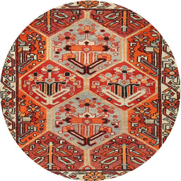 Square Machine Washable Traditional Sand Brown Rug, wshtr495
