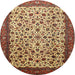 Round Traditional Saffron Red Persian Rug, tr496