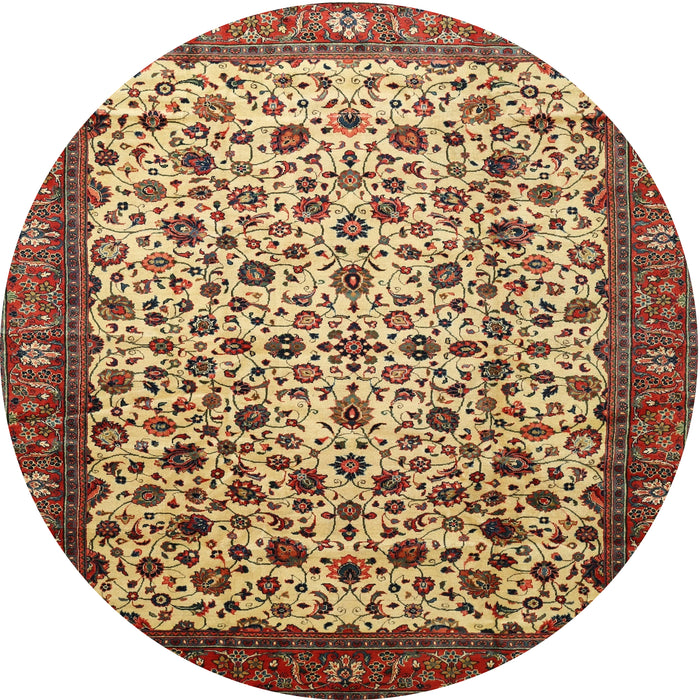 Square Machine Washable Traditional Saffron Red Rug, wshtr496