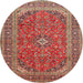 Round Traditional Light Copper Gold Medallion Rug, tr49