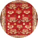 Round Traditional Red Animal Rug, tr4