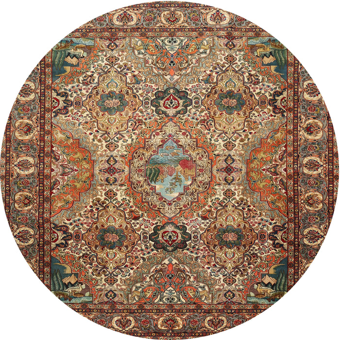 Round Traditional Brown Persian Rug, tr501