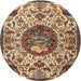 Round Traditional Sangria Brown Animal Rug, tr503