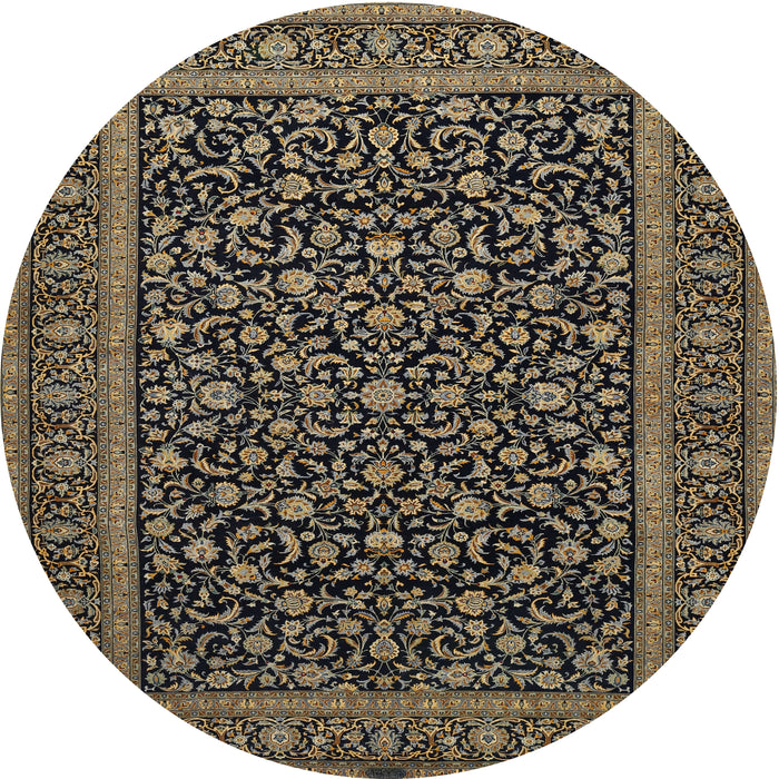 Square Machine Washable Traditional Midnight Gray Rug, wshtr504