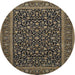 Square Machine Washable Traditional Midnight Gray Rug, wshtr504