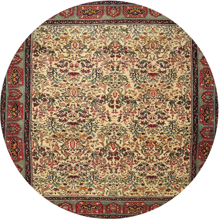 Round Traditional Metallic Gold Persian Rug, tr505