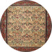 Round Traditional Metallic Gold Persian Rug, tr505