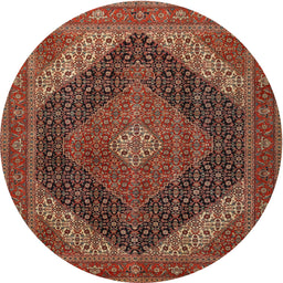 Square Machine Washable Traditional Saffron Red Rug, wshtr506