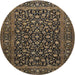 Round Traditional Orange Brown Persian Rug, tr507