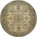 Round Traditional Dark Brown Medallion Rug, tr508