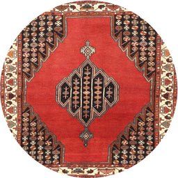 Square Machine Washable Traditional Orange Salmon Pink Rug, wshtr510