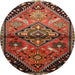 Round Traditional Saffron Red Persian Rug, tr516