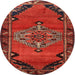 Round Traditional Red Medallion Rug, tr517