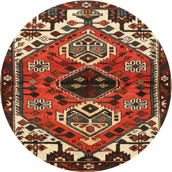 Round Traditional Crimson Red Persian Rug, tr519