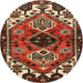 Round Traditional Crimson Red Persian Rug, tr519