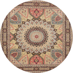 Square Machine Washable Traditional Chestnut Brown Rug, wshtr51